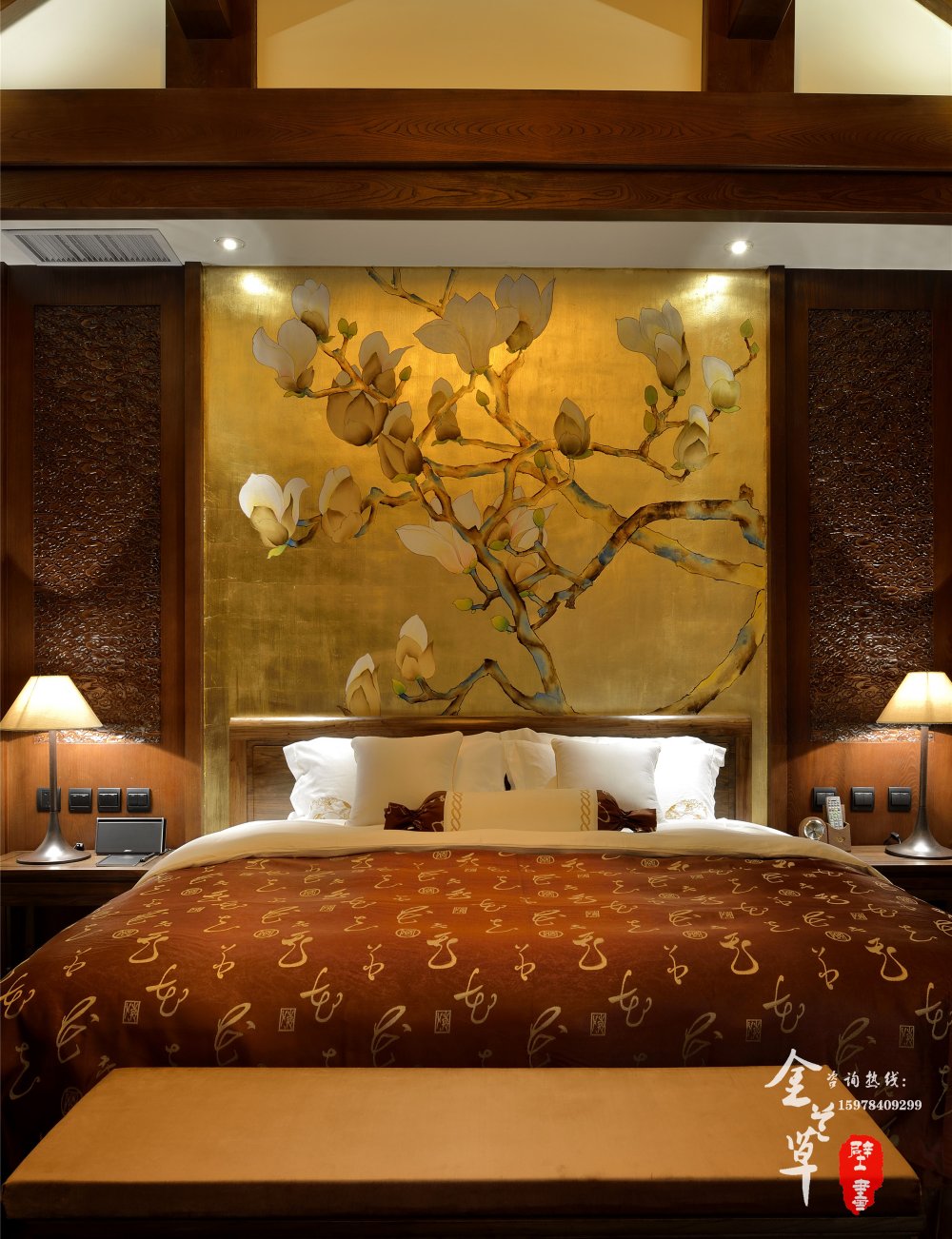 郑州五星级酒店壁画_五星级酒店套房床头壁画